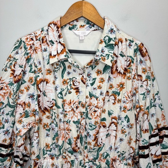 Lauren Conrad Fall Print Floral Ruffle Puff Sleeve Dress Size XXL - Picture 3 of 14